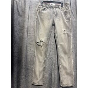 Indigo Wisdom Denim Distressed‎ Gray Wash Jeans Rips Casual Everyday Size 34/32